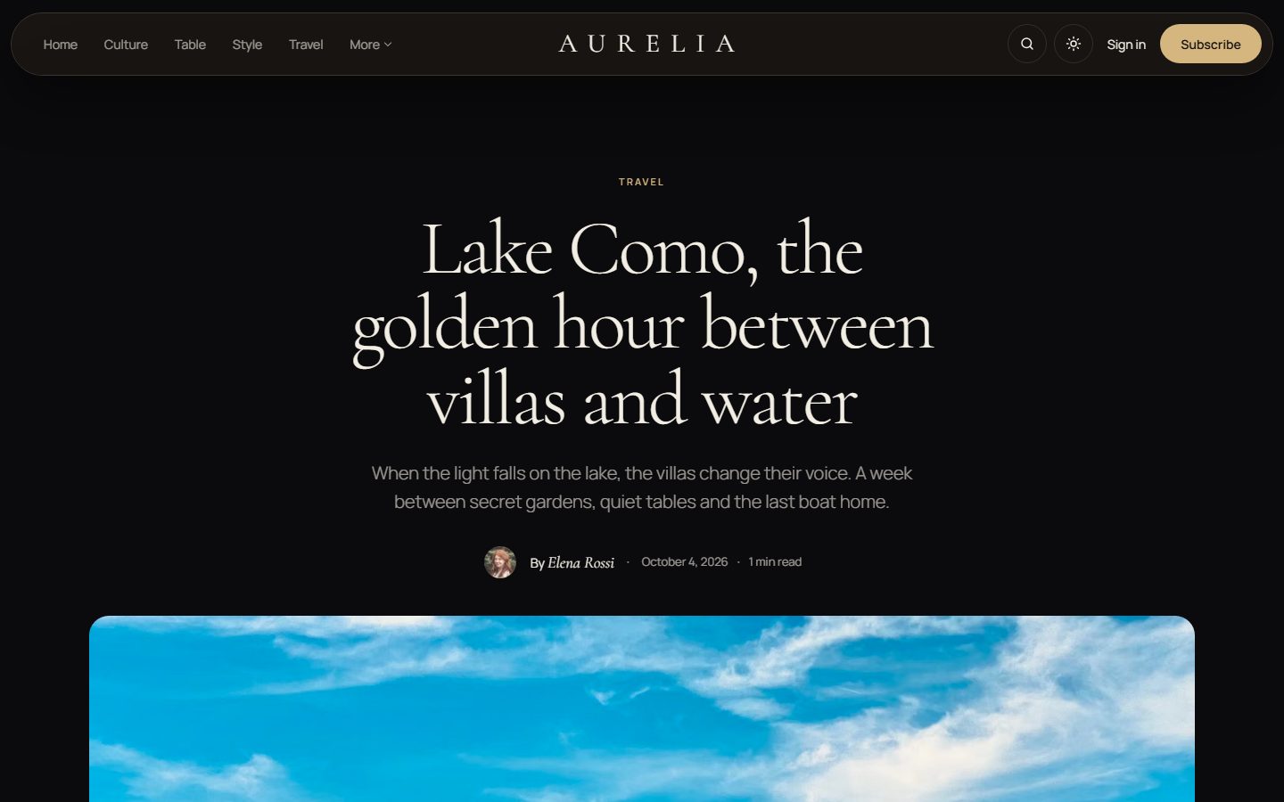 An article page in Aurelia